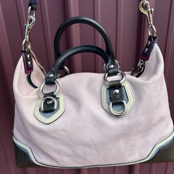 Coach Madison Sabrina Spectator Handbag Purple & Cream Satchel Purse - Picture 3 of 12